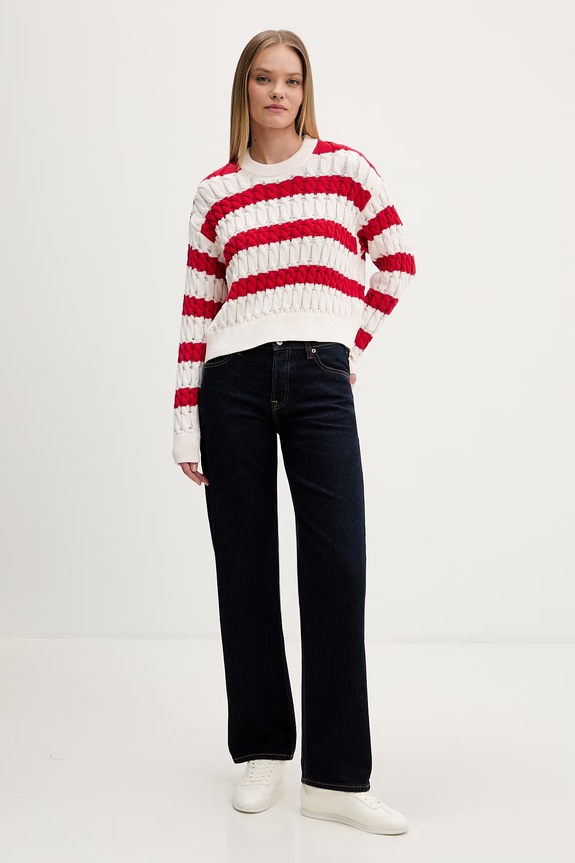 Tommy Jeans sweter damski bawełniany DW0DW22926 czerwony AW26