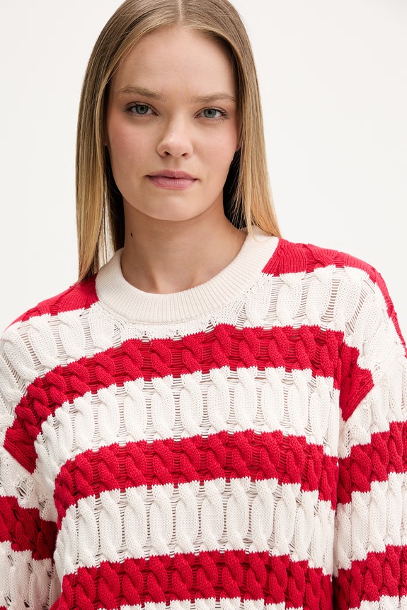 Tommy Jeans sweter damski bawełniany czerwony DW0DW22926