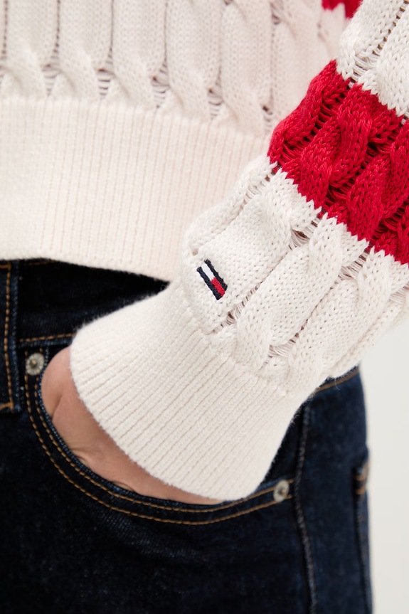 Tommy Jeans sweter damski bawełniany DW0DW22926 czerwony