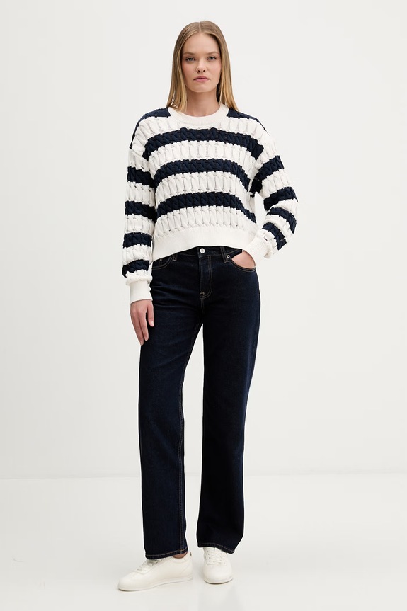 Tommy Jeans sweter damski bawełniany DW0DW22926 granatowy AW26