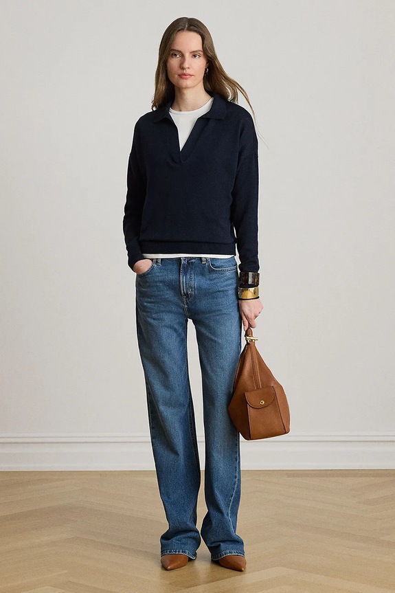 Odzież Lauren Ralph Lauren sweter damski z bawełną 200P14056 granatowy