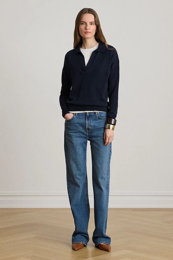 Lauren Ralph Lauren sweter damski z bawełną 200P14056 granatowy