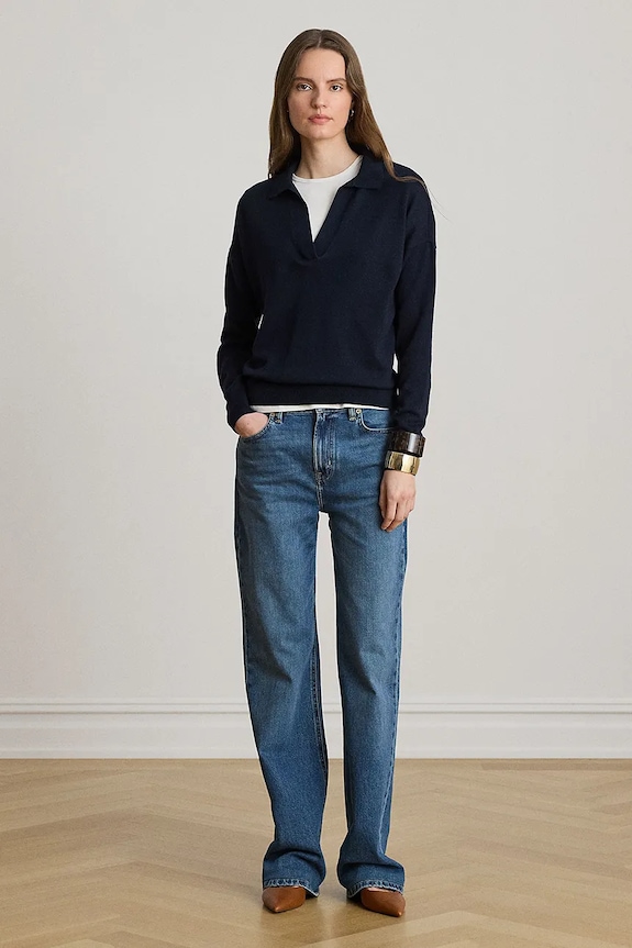 Lauren Ralph Lauren sweter damski z bawełną 200P14056 granatowy