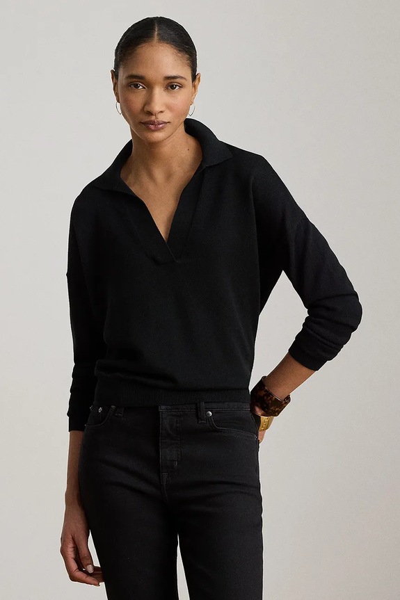 Lauren Ralph Lauren sweter damski z bawełną czarny 200P14056