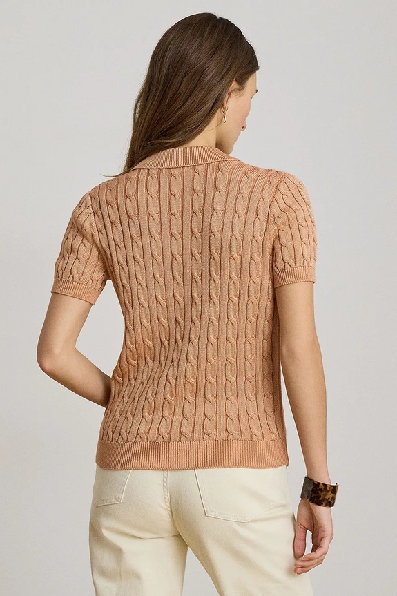 Lauren Ralph Lauren pulover s kratkimi rokavi ženski z viskozo 200P14041 oranžna AW26