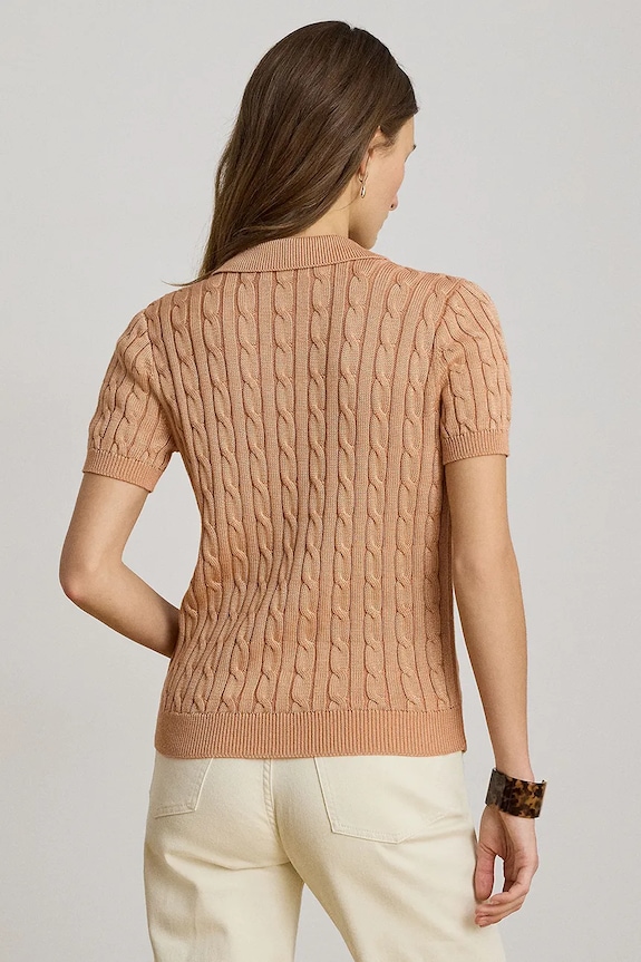 Lauren Ralph Lauren pulover s kratkimi rokavi ženski z viskozo 200P14041 oranžna AW26