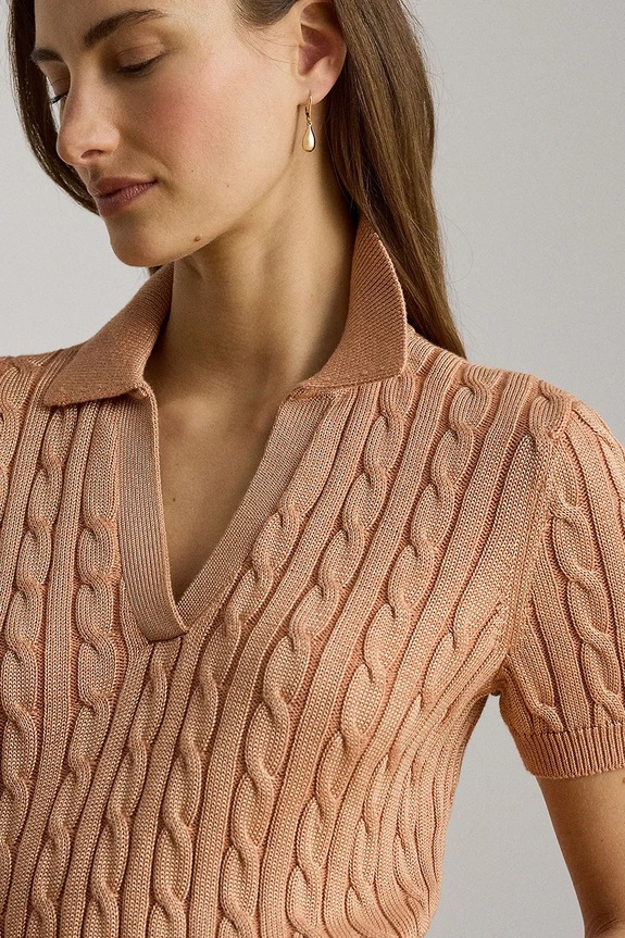 Lauren Ralph Lauren pulover s kratkimi rokavi ženski z viskozo oranžna 200P14041
