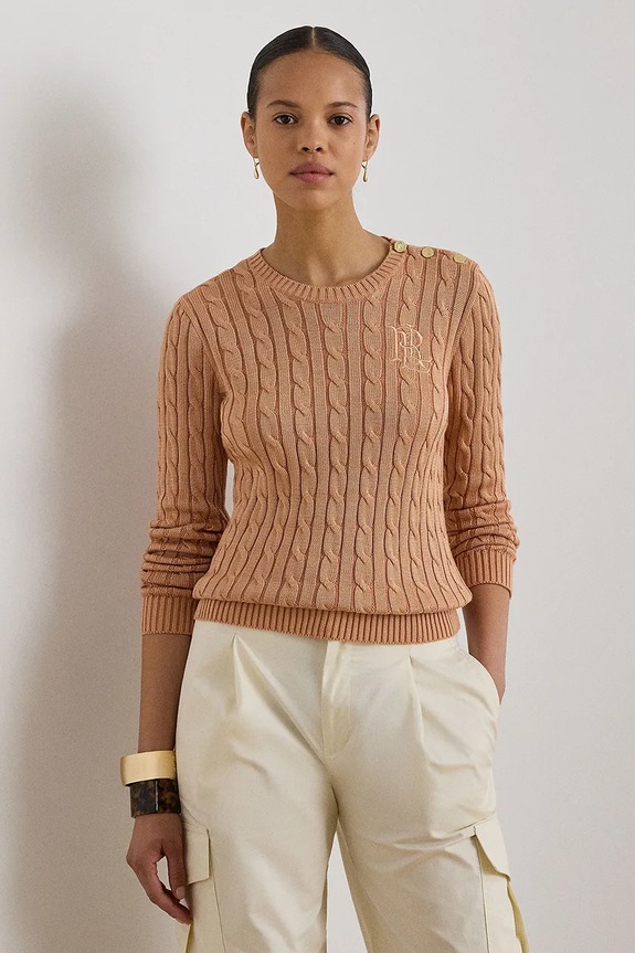 Lauren Ralph Lauren sweter damski z bawełną pomarańczowy 200P14039