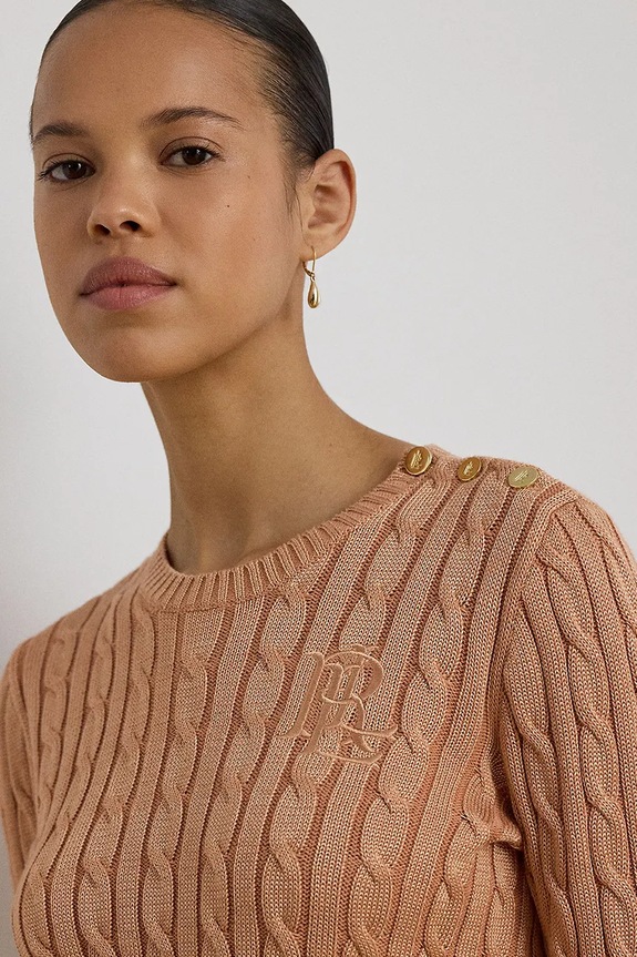 Lauren Ralph Lauren sweter damski z bawełną pomarańczowy 200P14039