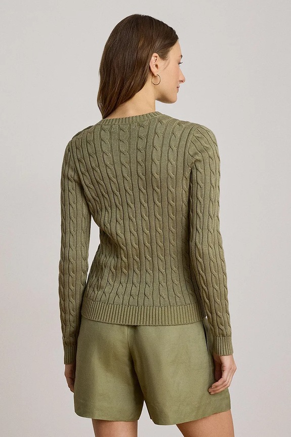 Lauren Ralph Lauren sweter damski z bawełną 200P14039 zielony AW26