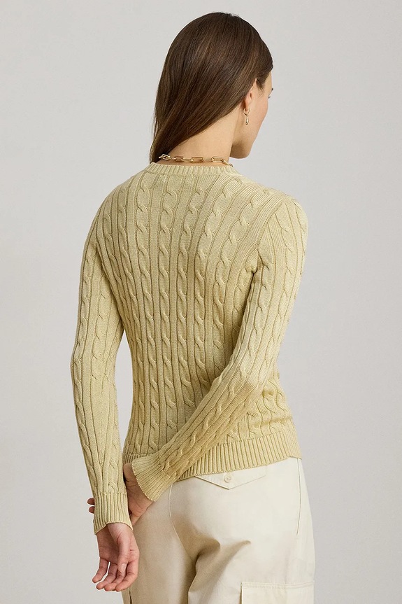 Lauren Ralph Lauren kardigan damski z bawełną 200P14040 żółty AW26