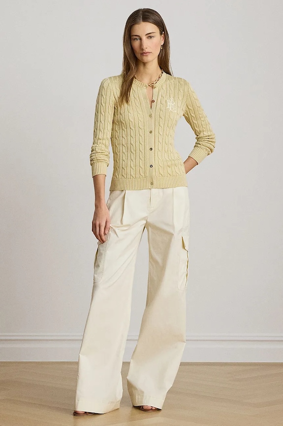 Odzież Lauren Ralph Lauren kardigan damski z bawełną 200P14040 żółty