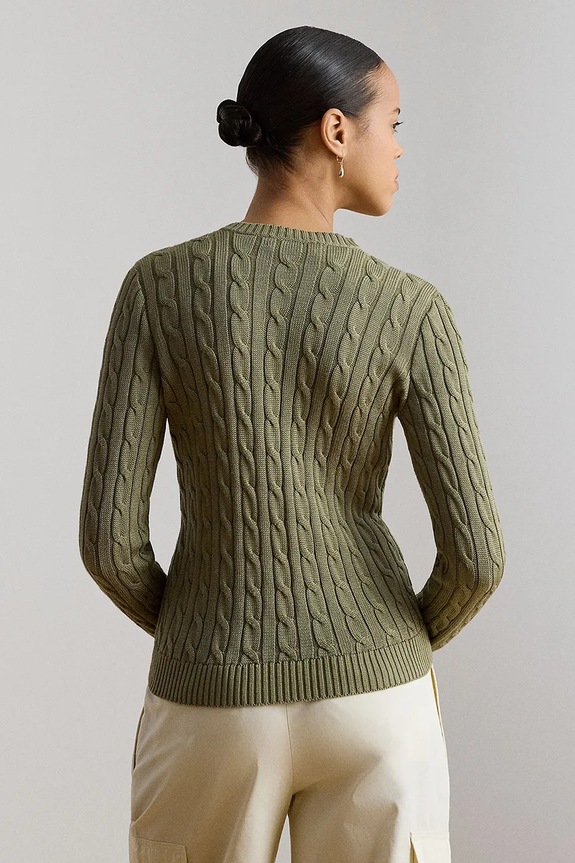 Lauren Ralph Lauren kardigan damski z bawełną 200P14040 zielony AW26