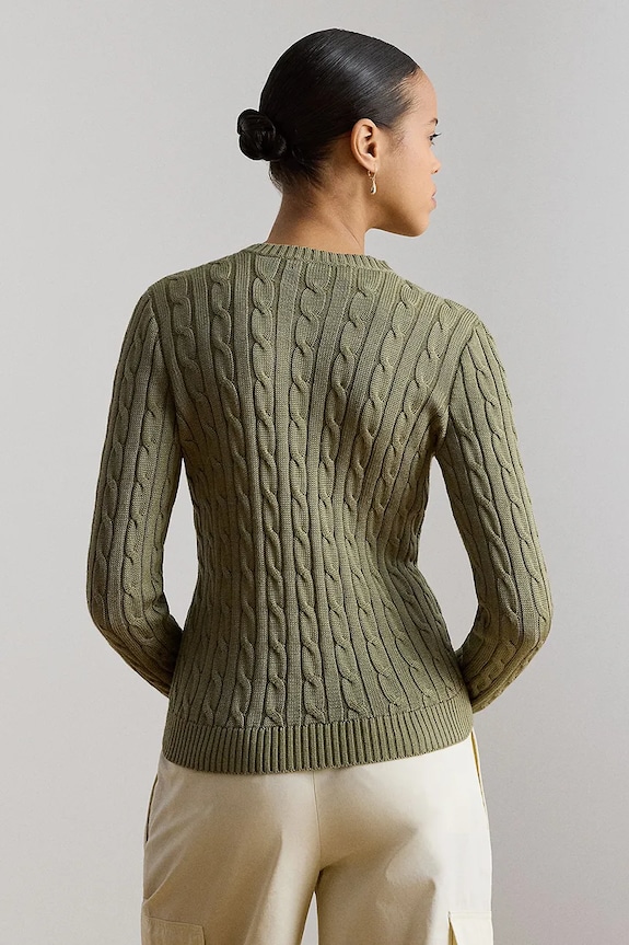 Lauren Ralph Lauren kardigan damski z bawełną 200P14040 zielony AW26