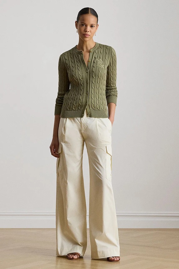 Odzież Lauren Ralph Lauren kardigan damski z bawełną 200P14040 zielony