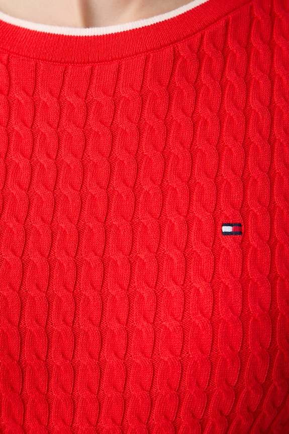 Tommy Hilfiger T-shirt swetrowy damski bawełniany WW0WW50103 czerwony