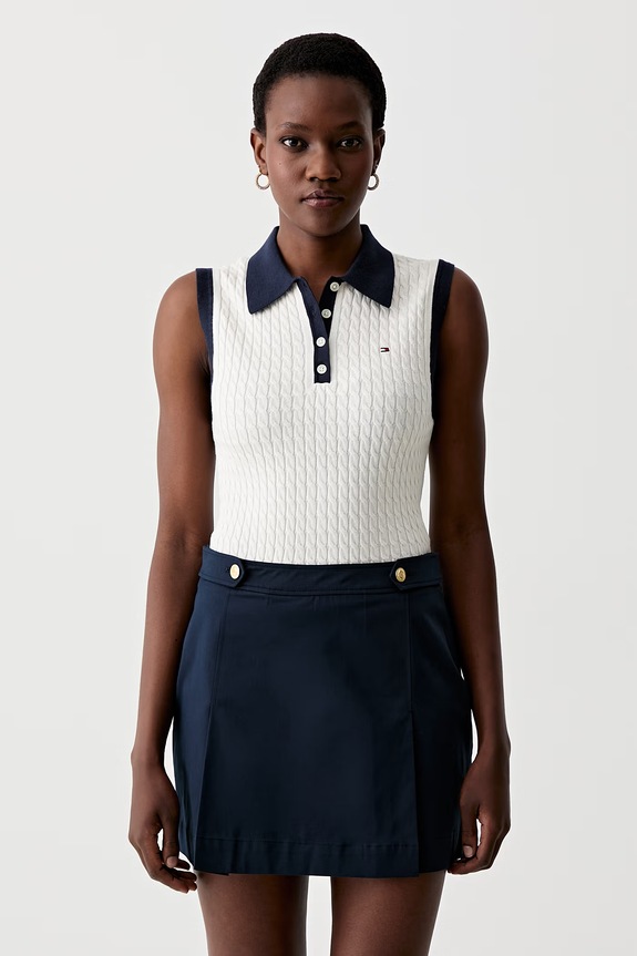 Tommy Hilfiger úpletový top dámsky bavlnený béžová WW0WW50102