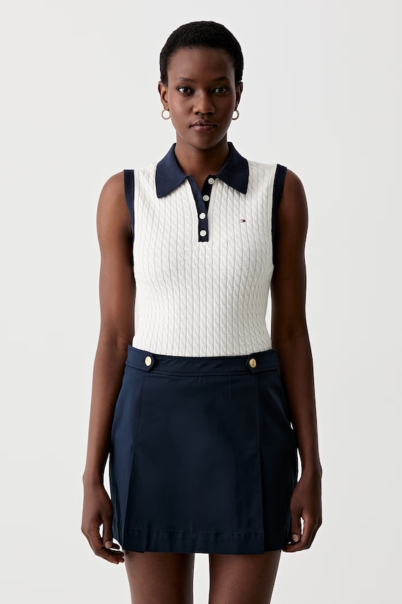 Tommy Hilfiger úpletový top dámsky bavlnený béžová WW0WW50102