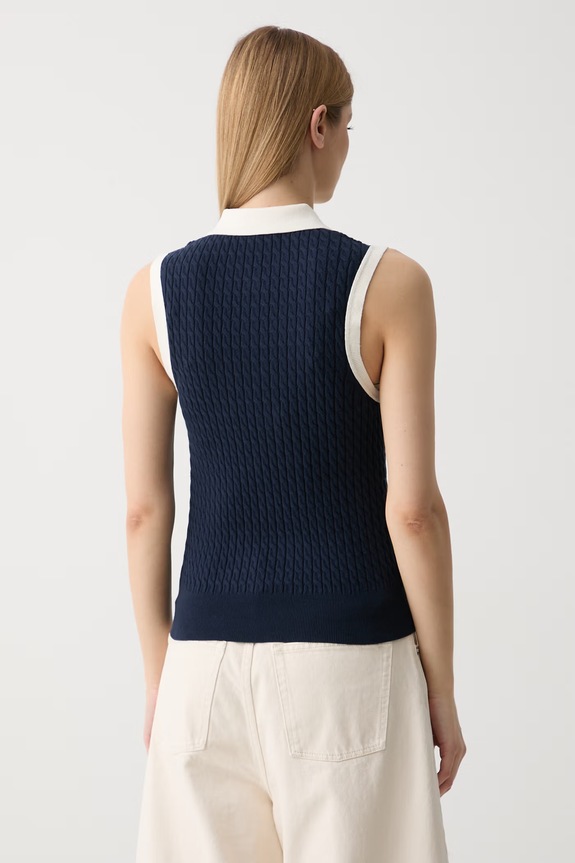 Odzież Tommy Hilfiger top swetrowy damski bawełniany WW0WW50102 granatowy