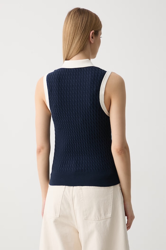 Odzież Tommy Hilfiger top swetrowy damski bawełniany WW0WW50102 granatowy