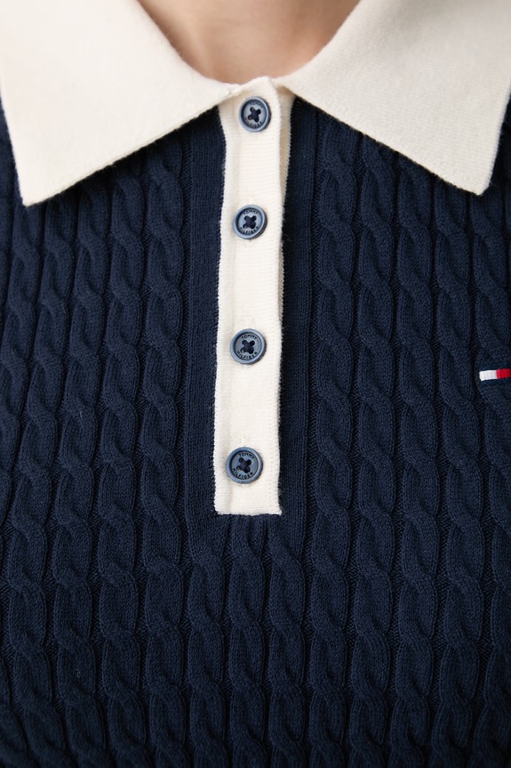 Tommy Hilfiger top swetrowy damski bawełniany WW0WW50102 granatowy