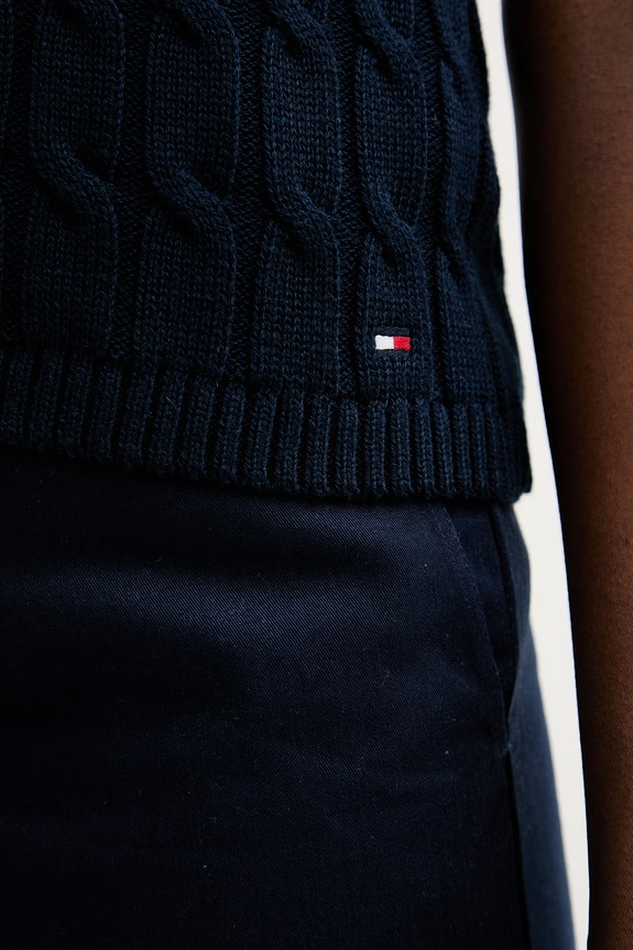 Tommy Hilfiger pulover bez rukava za žene od pamuka WW0WW50075 mornarsko plava