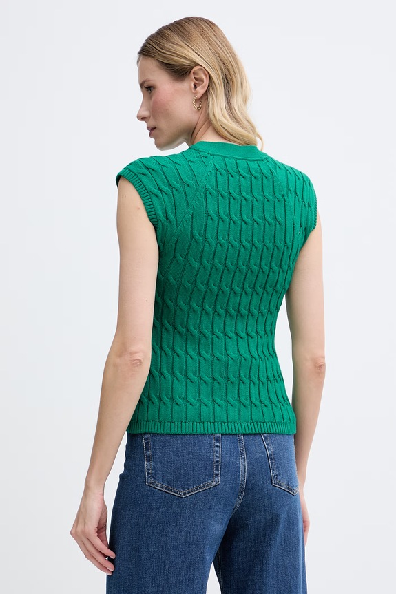 Odjeća Tommy Hilfiger pulover bez rukava za žene od pamuka WW0WW50075 zelena