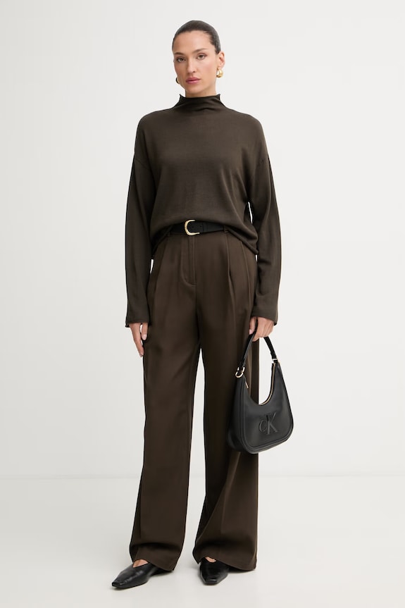 Marc O'Polo longsleeve damski wełniany 5000014421 brązowy AW26