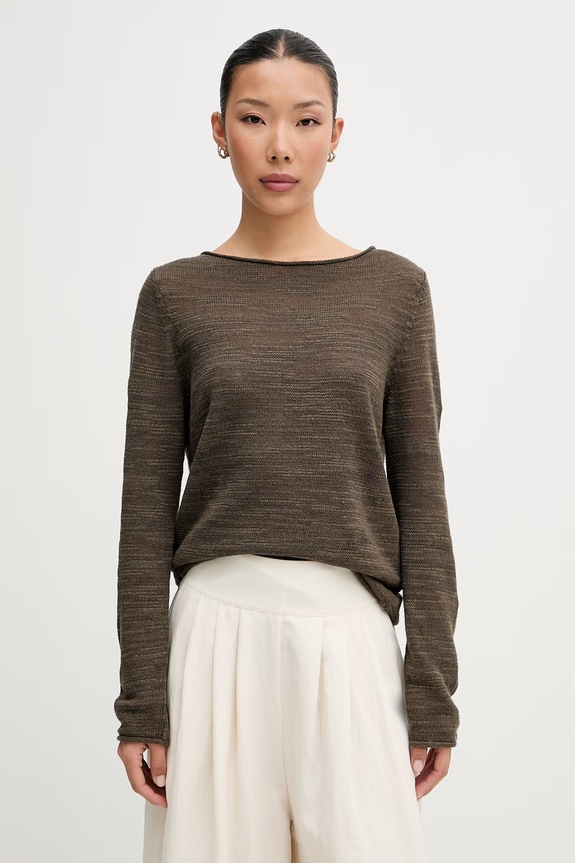 Marc O'Polo sweter damski z lnem zielony 5000014412