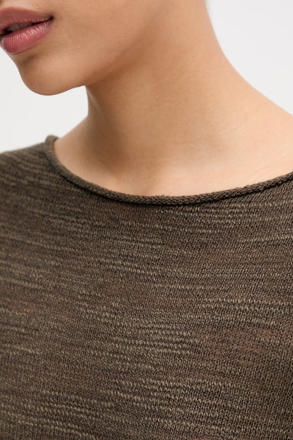 Marc O'Polo sweter damski z lnem 5000014412 zielony