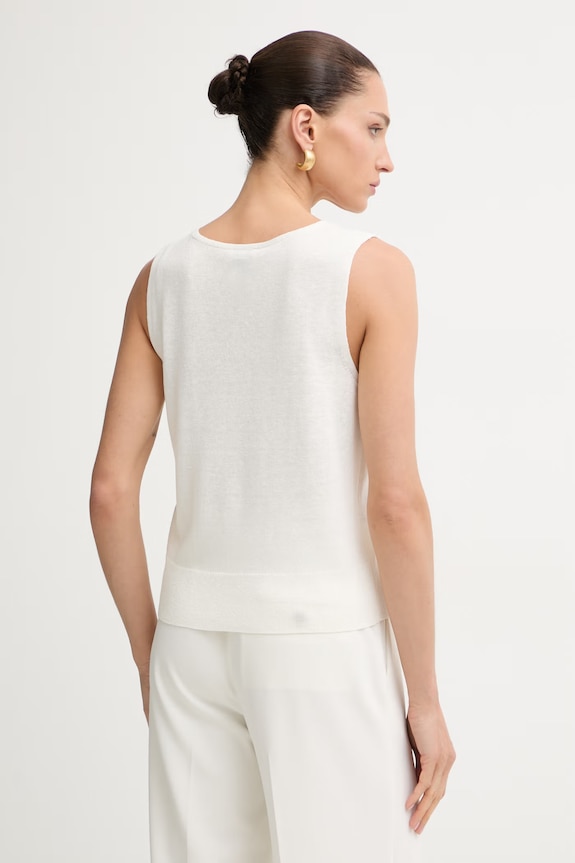 Odzież Calvin Klein top damski z lnem LV044G307G beżowy