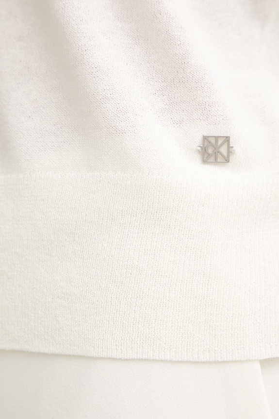 Calvin Klein top damski z lnem LV044G307G beżowy