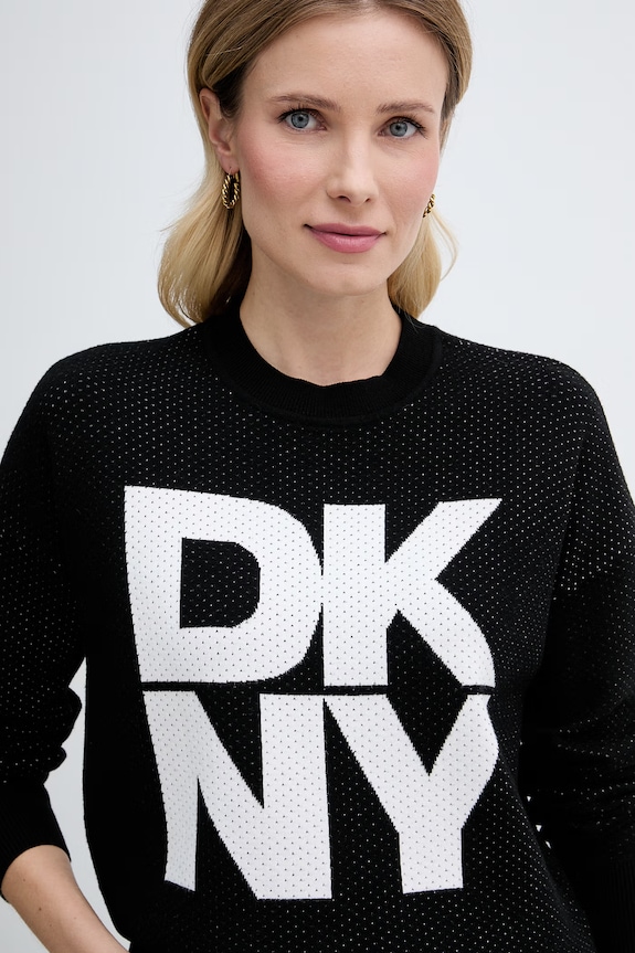DKNY sweter damski z wiskozą czarny P5MSAY12