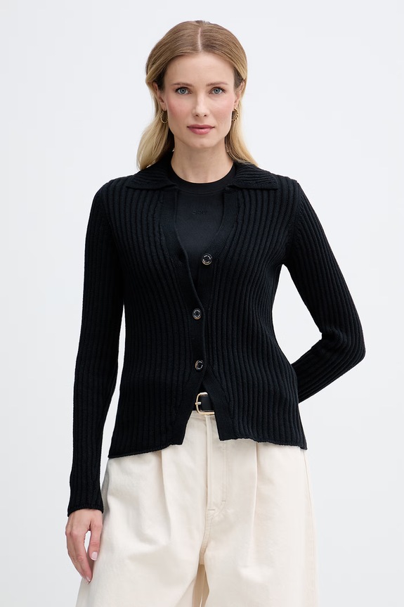 DKNY kardigan dámský bavlněný černá DJ6R0301