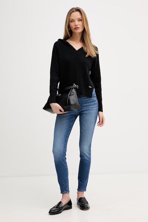 DKNY sweter damski bawełniany DJ6R0174 czarny AW26