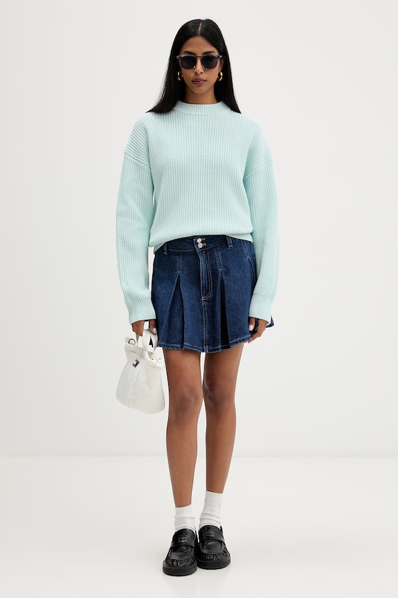 HUGO Blue sweter damski z bawełną Slogerya_B 50565449 turkusowy AW26