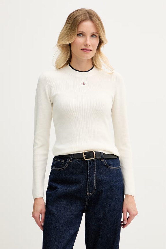 Calvin Klein Jeans sveter dámsky bavlnený béžová LV047G309G