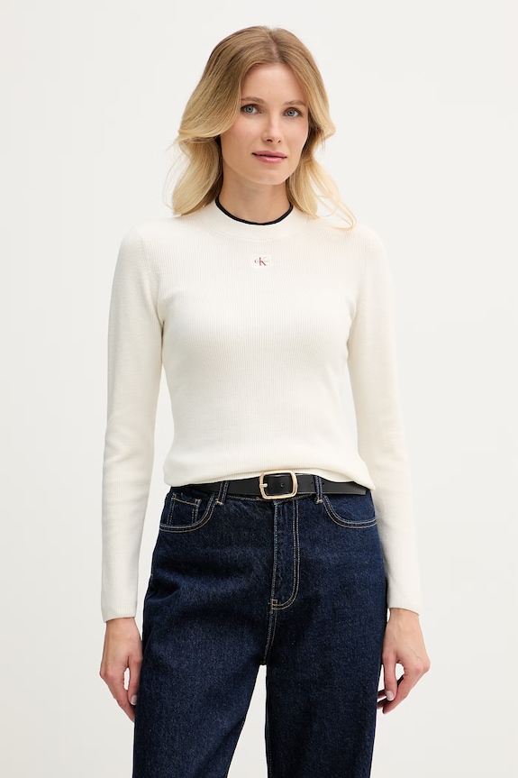 Calvin Klein Jeans sveter dámsky bavlnený béžová LV047G309G