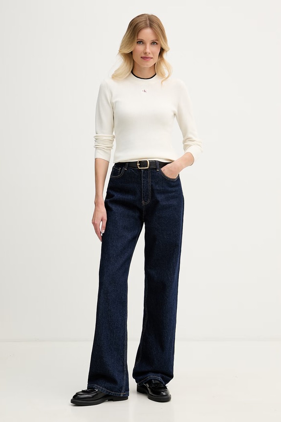 Calvin Klein Jeans sveter dámsky bavlnený LV047G309G béžová AW26
