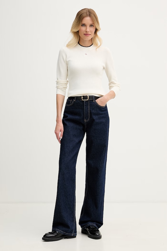 Calvin Klein Jeans sveter dámsky bavlnený LV047G309G béžová AW26