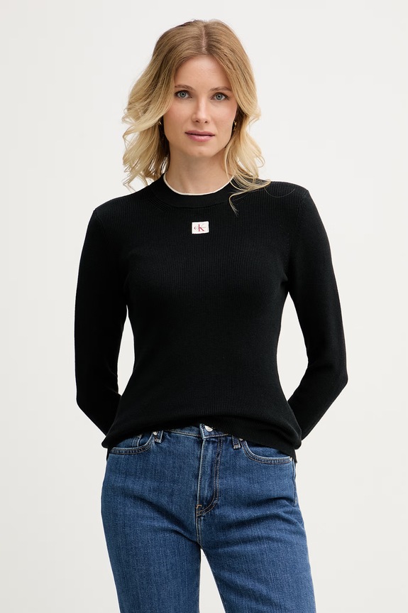 Calvin Klein Jeans sveter dámsky bavlnený čierna LV047G309G