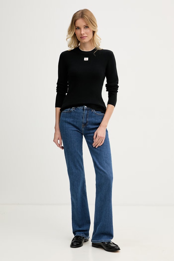 Calvin Klein Jeans sveter dámsky bavlnený LV047G309G čierna AW26