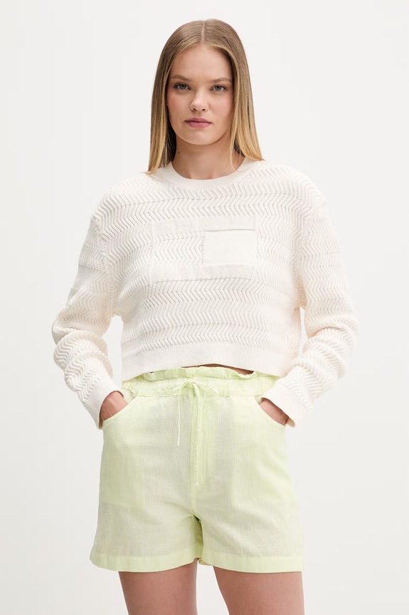 Tommy Jeans sweter damski bawełniany beżowy DW0DW22921