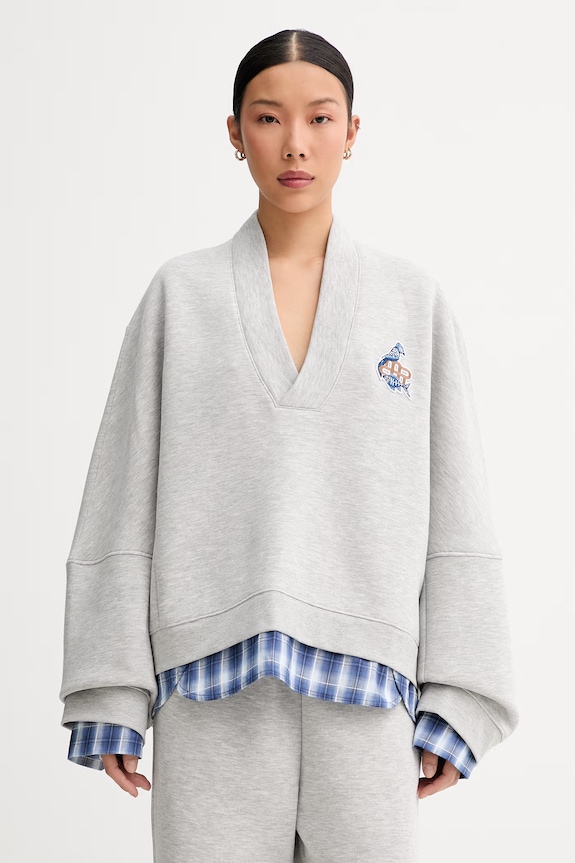 MUNTHE bluza damska z bawełną NASH szary 262110126263