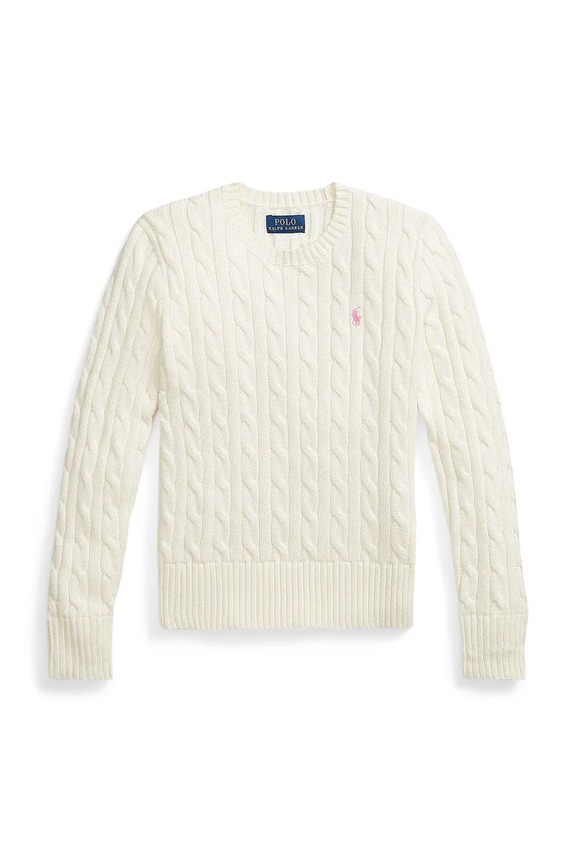 Polo Ralph Lauren πουλόβερ παιδικό βαμβακερό λευκό 313901316011