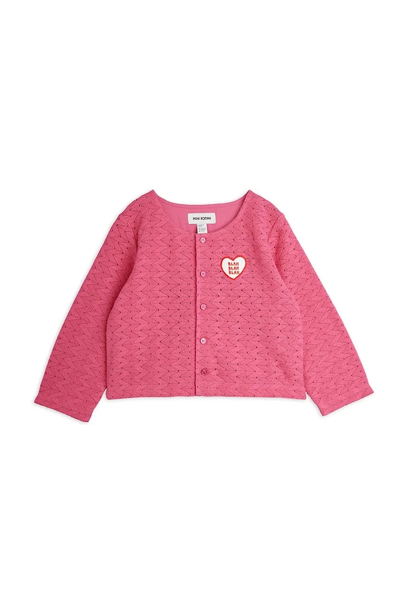 Mini Rodini kardigán detský bavlnený Lace patch 26620101 ružová AW26
