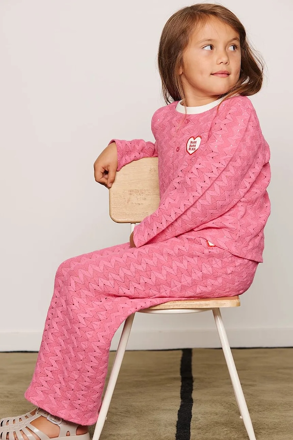 Mini Rodini kardigán detský bavlnený Lace patch ružová 26620101