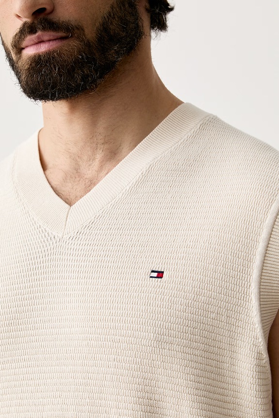 Tommy Hilfiger pulover bez rukava za muškarce od pamuka MW0MW43244 bež