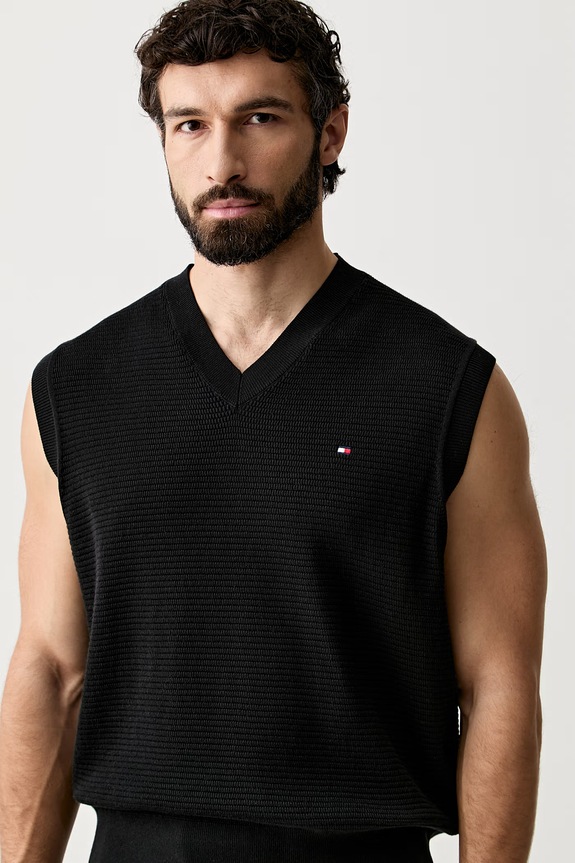 Tommy Hilfiger pulover bez rukava za muškarce od pamuka crna MW0MW43244