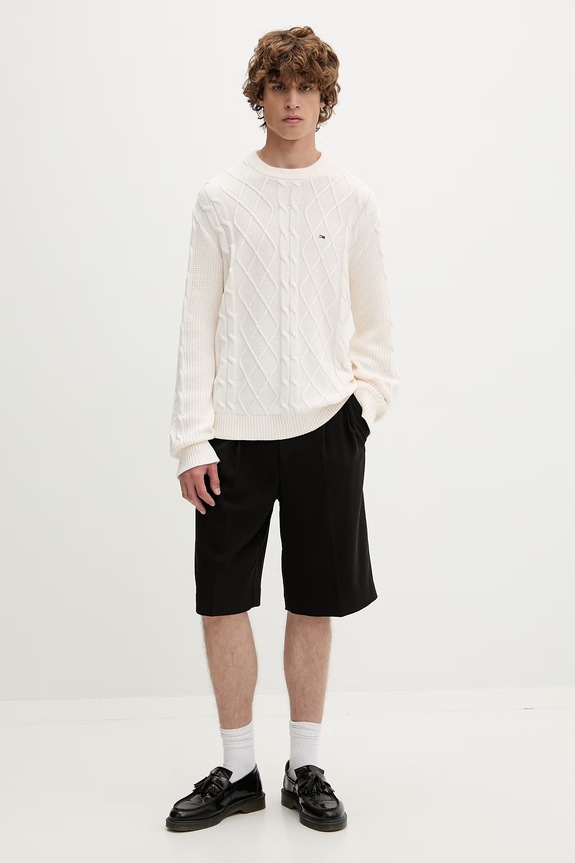 Tommy Jeans sweter męski bawełniany DM0DM23405 beżowy AW26